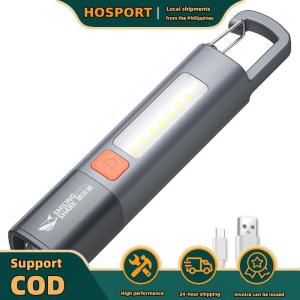 【HOSPORT】 LED Camping Flashlight Compact Camping Torch Type C USB Rechargeable Multifunction Flashlight 3 Light Modes for Hiking Climbing