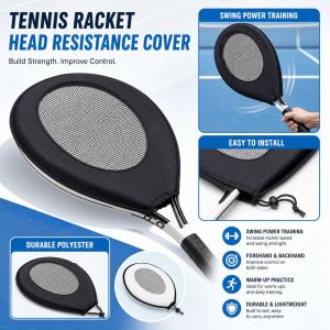 LUXEMO Enhance Swing Power Tennis Racket Resistance Cover Durable Swinging Power Practice Tennis Racket Head Cover Forehand Backhand Trainer Tennis Training Device Tennis Supplies