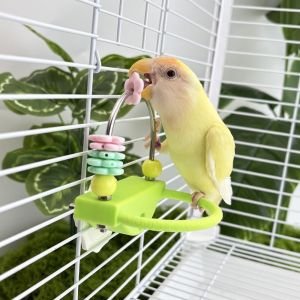 OUTOPEN Bite Resistant Bird Perch Stand Wear-resistant Non-slip Parrot Biting Rod Interactive Toys Flower Parrot Standing Pole Parrot Cage