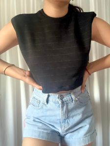 ELfille Official - cropped vest korean knitted top