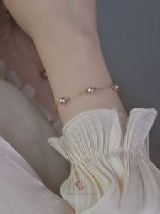 【E&L】(SG Seller) [Mermaid] White Natural Pearl Bracelets Handmade fancy bracelet 14K Gold Plated niche design bracelet for women gift