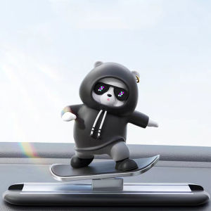 EKLEVA New Upgraded Skateboard Bear Car Ornaments Silent Sliding With Driving Cute Doll Car Dashboard Decoration Multi Color