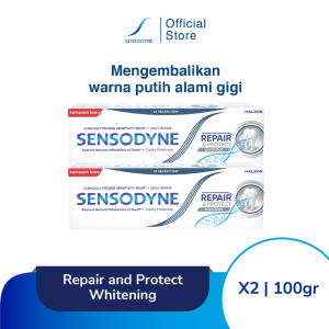 Sensodyne Toothpaste Pasta Gigi Sensitif Repair & Protect Memperbaiki Secara Menyeluruh + Gigi Putih Alami Whitening 2x100gr [TWINPACK]
