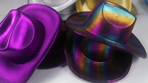Sparkly Glittered Cowboy Hats Rainbow Color Panama Hat for Party Cowboy Hats Pendant for Street