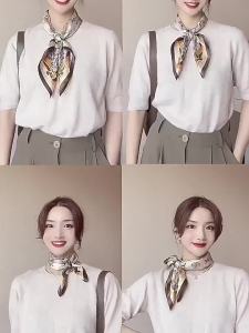 Style Rose Silk Scarf 100% Silk 90 Large Square Scarf Mulberry Silk Womens Spring and Autumn Scarf Black and White Shawl