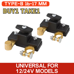 Universal 12V&24V battery terminal heavy duty battery switch cut off 24v Car battery disconnect switch 12v Motorcycle power off switch battery terminal for car battery kill switch Wire Cable Clamp Copper Leak-proof Switch for Car/Truck / Motorcycle Part