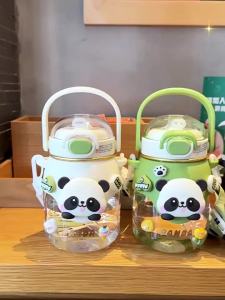 Panda Childrens Straw Cup for School Summer Kindergarten Big Belly Cup Elementary School Water Bottle