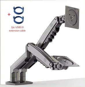 NB F160 Support USB3.0 27 2-9KG Double Monitor Stand for No Hole Air Press Gas Strut TV Mount Dual Screen 360 Rotate Desktop