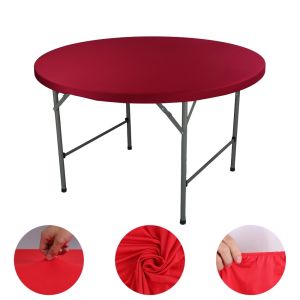 ZGNAY MALL Solid Color Round Table Cover Elastic Diameter 48/60in Stain-Resistant Tablecloth Dining Table Decor Stretch Picnic Table Cloth Wedding