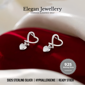 Elegan Jewellery S925 Sterling Silver Hollow Heart Love Women Earrings