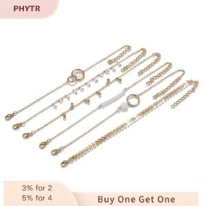 PHYTR HOT 6Pcs set Boho Bracelet Set Women Tassels Leaves Circular Chains Bangle Jewelry