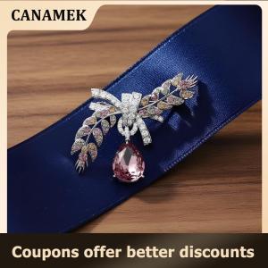 【 CANAMEK 】 Chic Crystal Waterdrop Wheat Brooch Pin for Women Outfits Backpack Jewelry Fashionable Gift Accessory