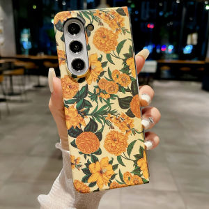 Vintage Floral Painting Z Fold 5 6 Luminous Case Cover All-Over Print Matte Anti-Slip Anti-Fingerprint Samsung Galaxy Z Fold 6 Casing Durable Hard PC Protective Phone Case Accessories