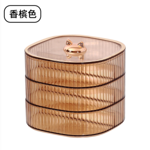 Taii creative food grade 3layer fruit plate storage box with cover household nuts snacks candy dried fruit storage box