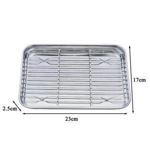 Removable Stainless Steel Baking Tray Cake Baking BBQ Pan Tray Plate Oven Brownie Rack Cooking Roasting Grilling Tool