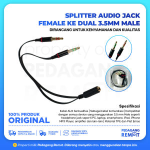 Kabel Splitter Audio Female to Dual Male ukuran 15 CM 3.5mm / Splitter Audio Cable L43 (Mic+Hear)