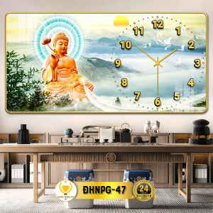 Tranh Đồng Hồ Tráng Gương Phật A Di Đà CHÂN THIỆN MỸ Treo Tường Decor Làm Quà Tặng Kim Trôi Không Tiếng Động CĐHNPG-05