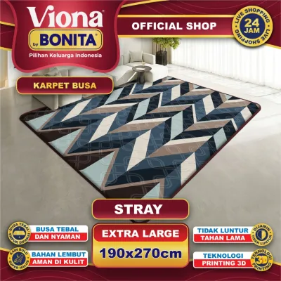 [190x270] Karpet Busa Malaysia Motif Minimalis 16mm – Anti Selip | Viona Bonita