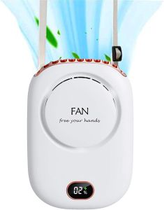 Personal Fan Portable and Rechargeable with Lanyard Bracket can Hanging Neck Put on Desk Clip Waist Outdoor Cooling for Travel Camping Powerful 3 Speed Bladeless Quiet Fan White