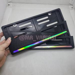1 set Tempat plat nomor motor depan belakang SPEEDTUNER HOLOGRAM bisa nyala terkena sinar anti air sudah termasuk baut
