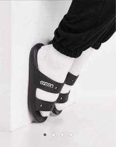 Dép 2 quai ngang cross Band Classic chuẩn xịn đúc liền khối tặng 10 sticker MÀU ĐEN