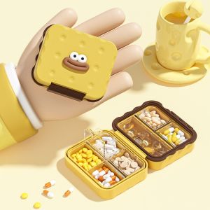 CHENJIE มี7ช่อง กล่องยายา กันน้ำกันน้ำได้ แบบพกพาได้ กล่องใส่ยา น่ารักน่ารักๆ บิสกิต ที่จัดเก็บยา สำหรับการเดินทาง