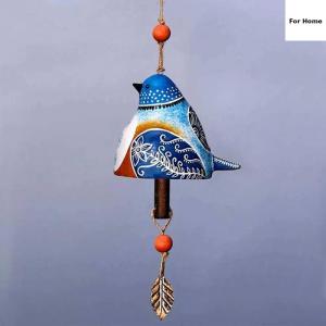 1PC Hanging Cartoon Birds Wind Chime Garden Yard Hand Drawn Patterns Crafts Multiple Colors Creative Little Bird Wind Chime Decorative Resin Ornament Pendant Home Decoration