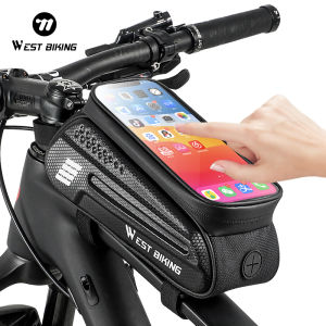 WEST BIKING Bicycle Bag Front Tube Bag 7 Inch Touch Screen Phone Bag Bike Frame Front Bag Waterproof Phone Case Bike Cycling  Accessories