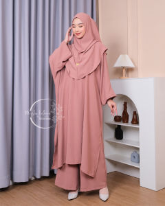 One set Naura matt cringkle airflow premium Kulot+Tunik Jumbo Hijab Instan Busui Abaya Viral