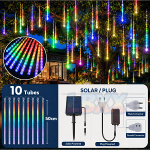 🪔 10 Tubes 50CM 360LED Deepavali Light Meteor Shower Diwali Light Christmas Tree Outdoor Festival Decoration