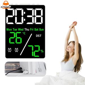 Atomic Clocks with Temperature Indoor Humidity Digital Large Display Compact Desk Clock 3-level Brightness Adjustment Small Desk Clock for Living Room