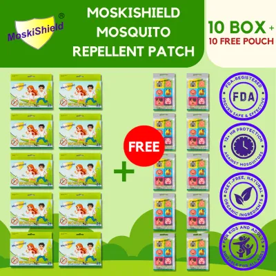 [10 box + 10 pouch] MoskiShield Mosquito Repellent Stick On Patches Buy 10 Get 10 Anti Dengue