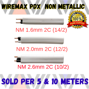 WIREMAX PDX Non - Metallic #14/2 (1.6mm/2C) #12/2 (2.0mm/2C) #10/2 (2.6mm/2C) Sold Per 5 Meters and 10 Meters