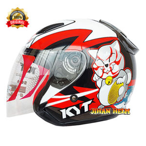 Helm / helm kyt half face dj maru #15 black red doff terbaru
