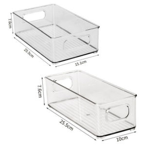 2pcs Transparent Refrigerator Storage Box Food Storage Container Stackable Acrylic Desk Organizer