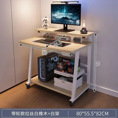 ATP Meja Computer Home Desktop Computer Desk Small Space Saving PC Table with Movable Wheels - 60 / 80cm - Black / White