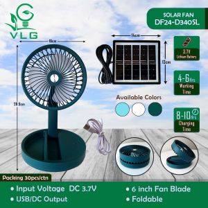 FREE SHIPPING VGL Rechargeable DESK Fan with Solar Panel