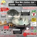 SUPRA wok 28cm + steamer + tutup kaca kombinasi stainless steel impact SUS 304 professional series / panci wajan penggorengan handle. 