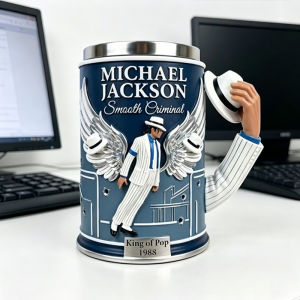 Michael Jackson King of Pop 3D Embossed Resin MugClassic Album StylesStainless Steel Liner Collectible Coffee Cup for MJ Fans