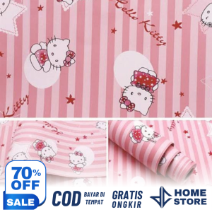 DCH - WALLPAPER STIKER DINDING 45cm x 1m FURNITURE LEMARI KITCHEN Set Motif KAYU Coklat Garis Panel