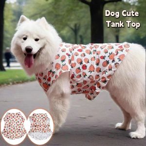 GBDSVD Strawberry Print Dog Cute Vest Top Breathable Big Size Dog Costumes Fashion Thin Shirts Dog Sun Protection Clothing For Dogs Puppy Cats