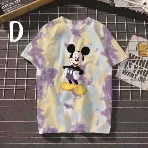 เสื้อยืดมัดย้อม สกรีนลายการ์ตูน สีพาสเทล สวยๆ น่ารักๆ ใส่สบาย เนื้อผ้าฝ้าย อก 42"