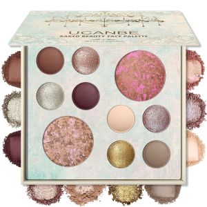 UCANBE All in One Baked Makeup Palette – Eyeshadow Blush & Bronzer Face Kit Full Face Makeup Gift Set for Women Neutral Pigmented Colors
