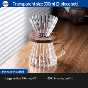 BINCOO Coffee Dripper Set Filter Cup Coffee Pot Set Coffee Sharing Pot Strainer Cup Extraction Filter Coffee Utensils 400ML/600ML