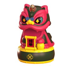 3 Inch Solar Powered Lucky Lion Figurine Attracting Wealth and Automatic Nodding Head Solar Shaking Head
