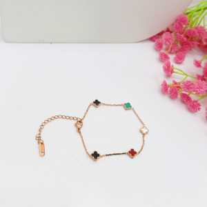GELANG TANGAN TITANIUM BUNGA HITAM KCL BOLAK BALIK ANTI LUNTUR & ANTI KARAT UK 6MM (COD)