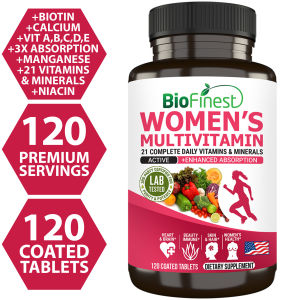 Biofinest Women’s Multivitamin Multimineral Supplement - Vitamins A C E D K B1 B2 B3 B5 B6 B12 Magnesium Biotin Calcium Zinc Selenium - Brain Heart Joint Bone Skin Hair Nails Immune Energy One a Day Antioxidant Superfood - Made in USA (120 Coated Tablet)