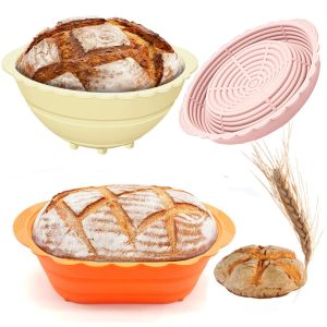 Household silicone folding largecapacity fermentation basket Bread baking heatresistant basket