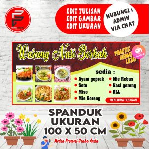 Spanduk Warung Nasi / Banner Warung Nasi / Spanduk Ukuran 100 x 50 cm