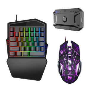 Keyboard Gaming Mouse Mobile Controller Converter Single Hand Gaming RGB Gaming For PUBG PC Gaming